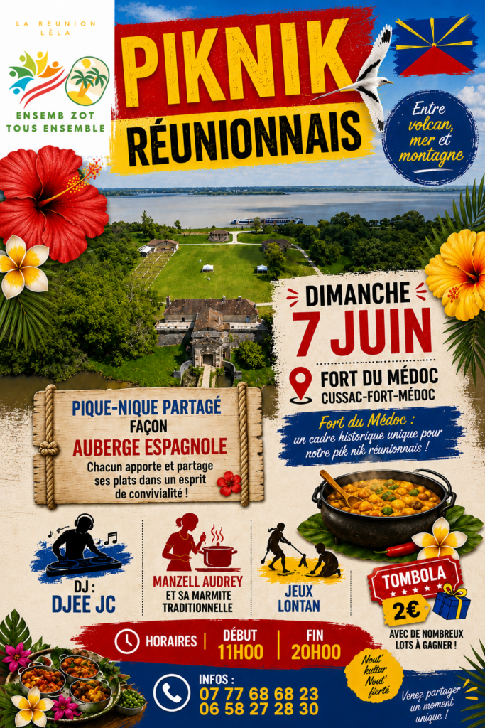 PIQUE-NIQUE RÉUNIONNAIS AU FORT MÉDOC – Samedi 7 juin à 12h